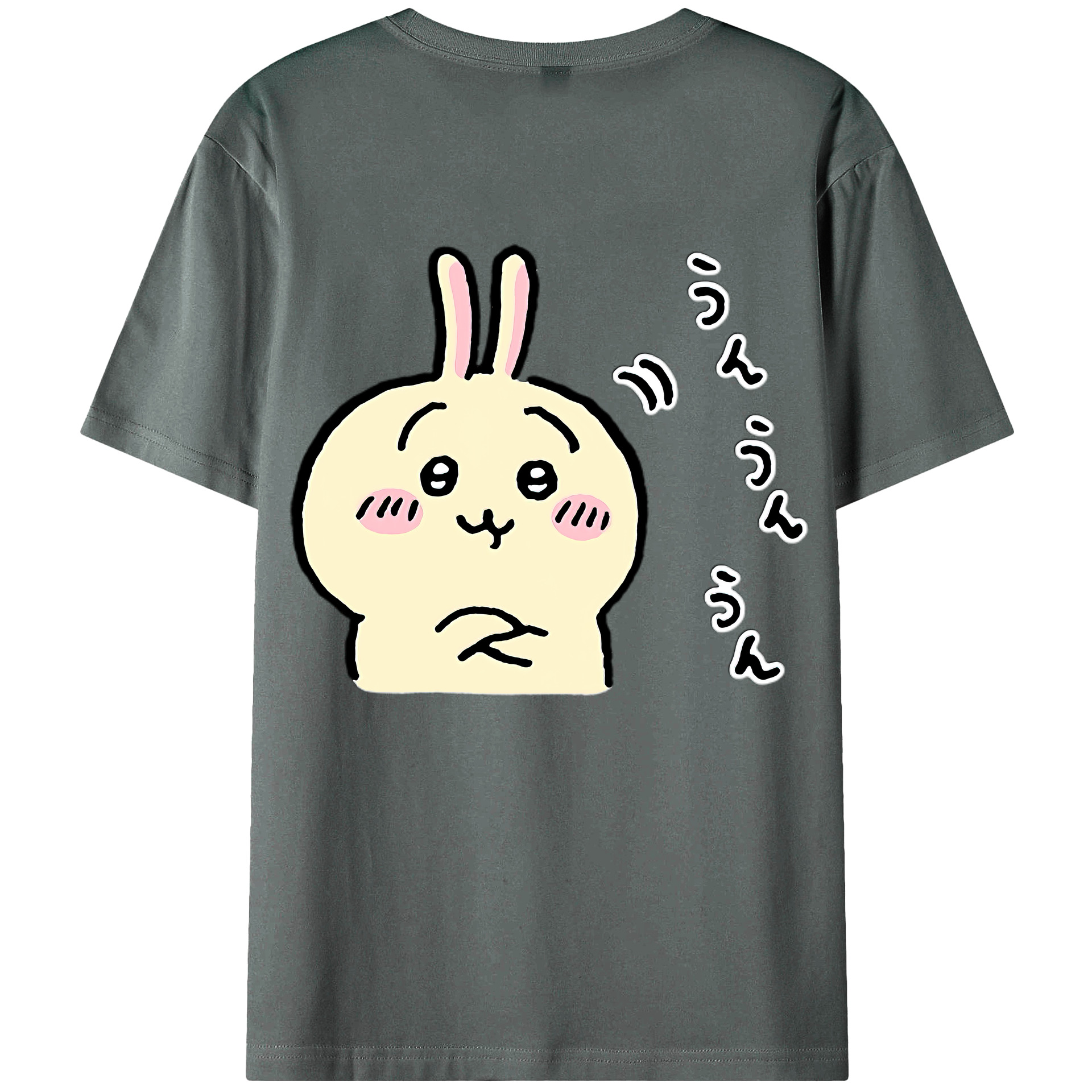 （画像用） ちいかわ うさぎ Chii-kawa usagi 綿100％ メンズ半袖Tシャツ（バックプリント） 通気性